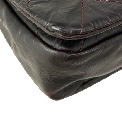 Chanel Shoulder Bag Quilted Bordeaux Chain Silver Wrinkled Leather — view 7