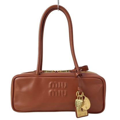 Miu Miu Handbag Beau Leather Bag Cognac Brown Gold