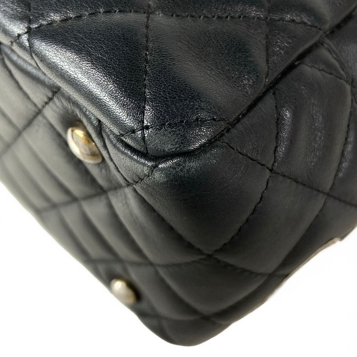Chanel Shoulder Bag Cambon Line Black White CC Logo Silver Leather — view 8