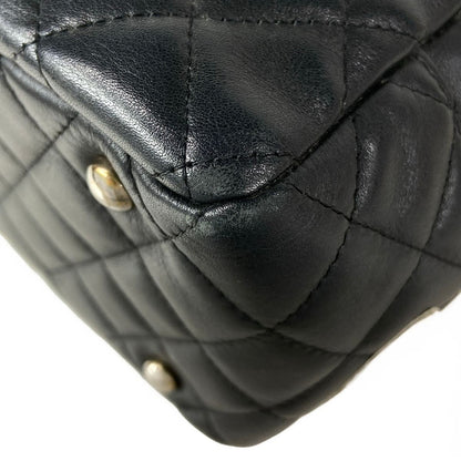 Chanel Shoulder Bag Cambon Line Black White CC Logo Silver Leather — view 8
