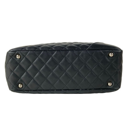 Chanel Shoulder Bag Cambon Line Black White CC Logo Silver Leather — view 5