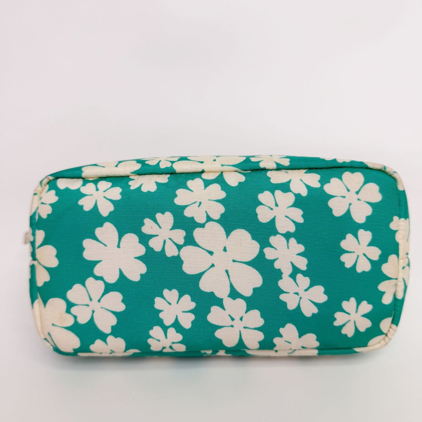 Miu Miu Flower Print Re-Nylon Mini Hobo Handbag Leather Green White Gold Vintage — view 7