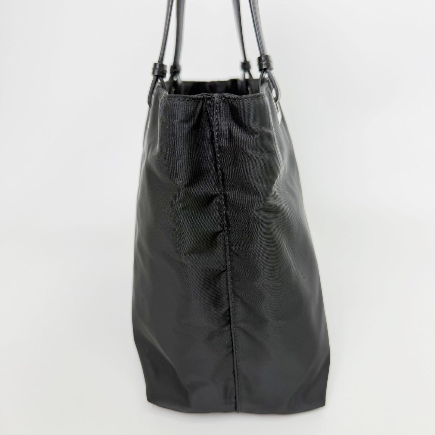 Prada Tessuto Nylon Triangle Logo Tote Bag Black Silver Vintage — view 5