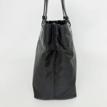 Prada Tessuto Nylon Triangle Logo Tote Bag Black Silver Vintage — view 4