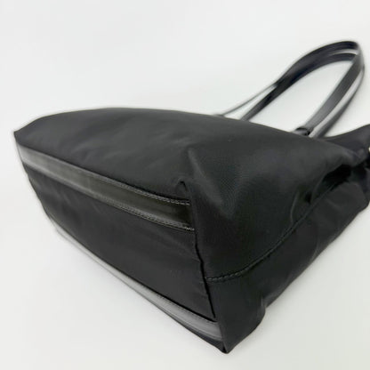 Prada Tessuto Nylon Triangle Logo Tote Bag Black Silver Vintage — view 8