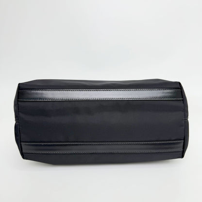 Prada Tessuto Nylon Triangle Logo Tote Bag Black Silver Vintage — view 6