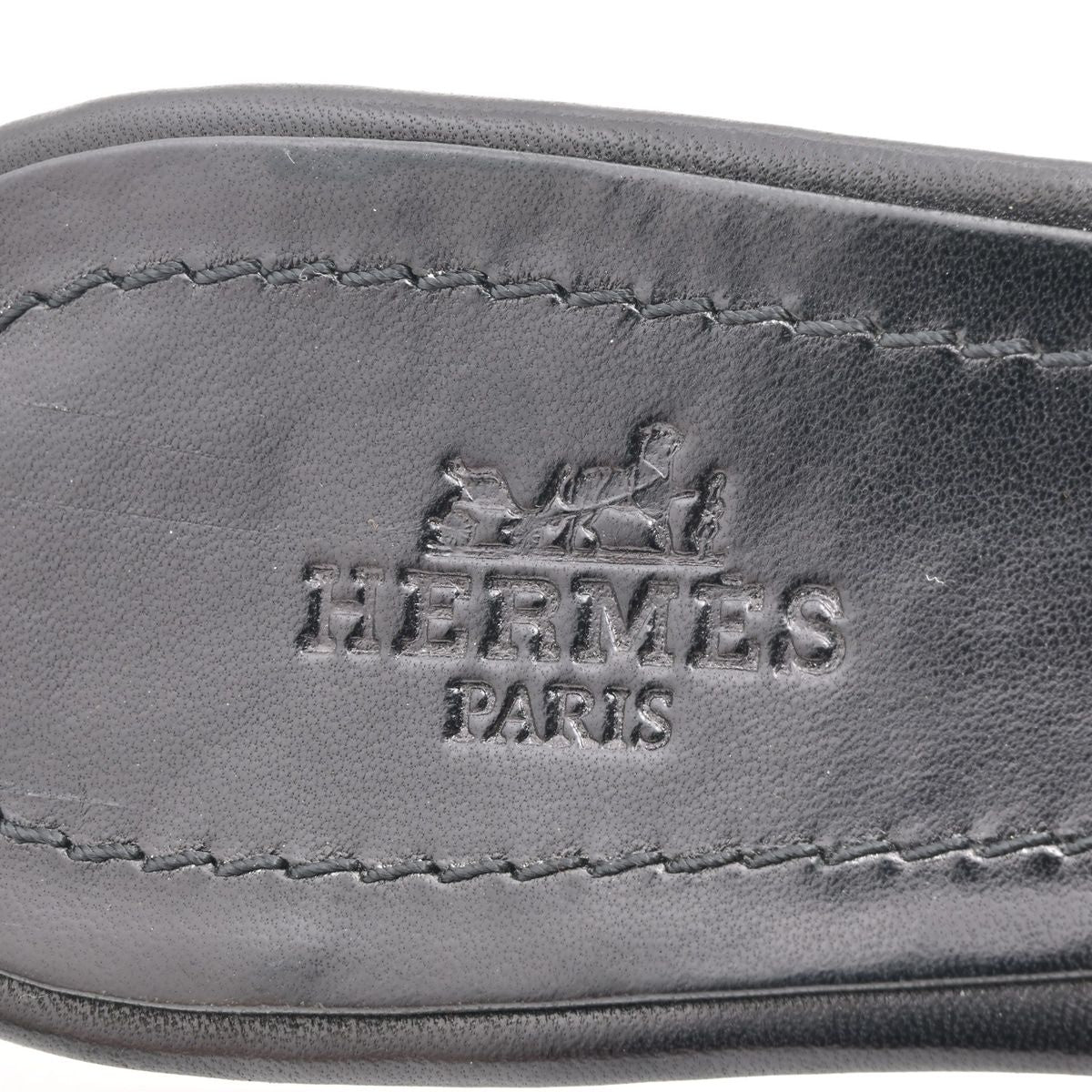 Hermes Sandals Black Silver Double Belt Leather — view 5