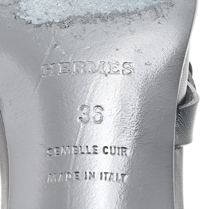 Hermes Sandals Black Silver Double Belt Leather — view 6