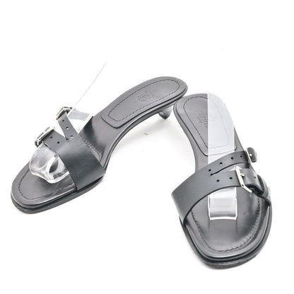Hermes Sandals Black Silver Double Belt Leather — view 2