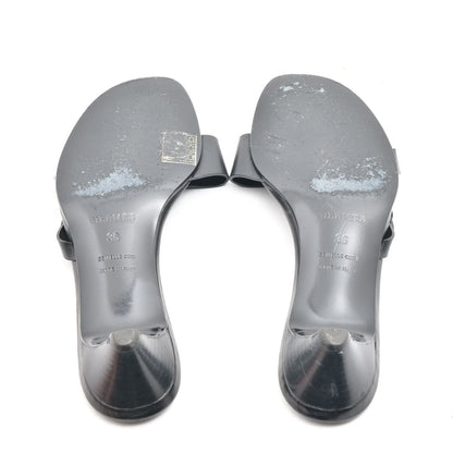 Hermes Sandals Black Silver Double Belt Leather — view 4