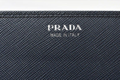 Prada Wallet Kiss Lock Saffiano Triangle Triang Baltico Navy — view 7