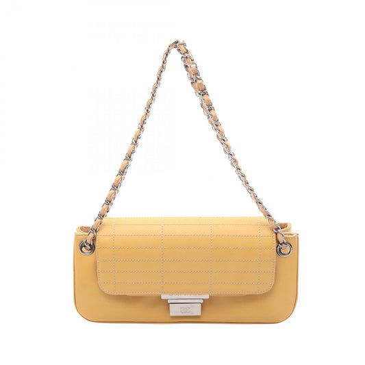 Chanel Shoulder Bag CC Logo Yellow Leather Chain