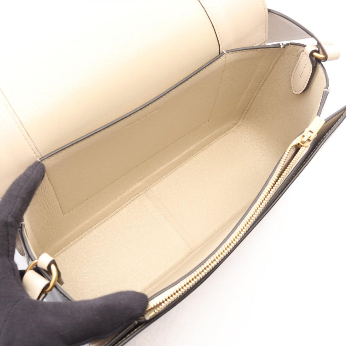 Celine Shoulder Bag Frame Medium Beige Blue Leather — view 3