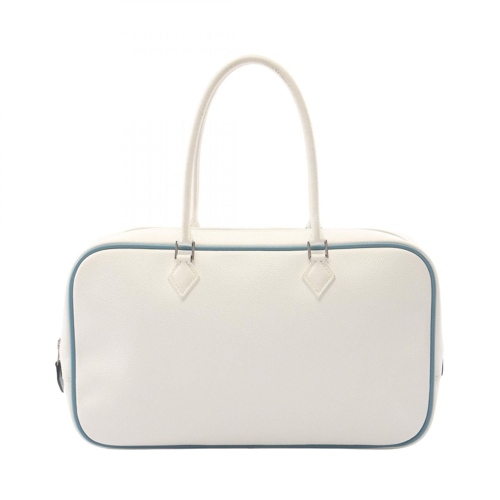 Hermes Handbag Plume Elan White Blue Jean 28