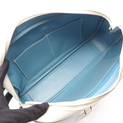 Hermes Handbag Plume Elan White Blue Jean 28 — view 3