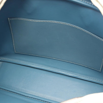Hermes Handbag Plume Elan White Blue Jean 28 — view 6