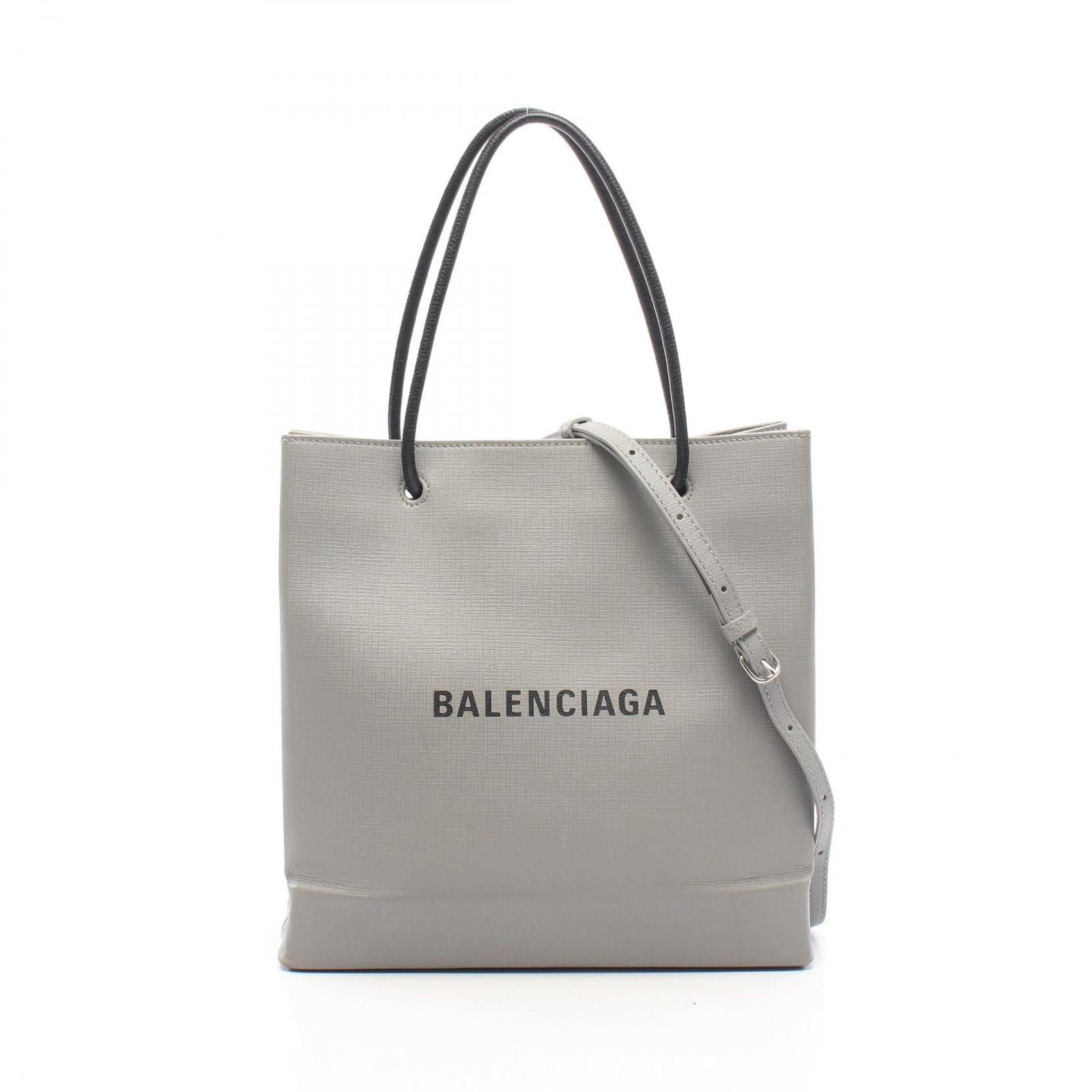 Balenciaga Tote Bag Shopping S Gray Black Leather