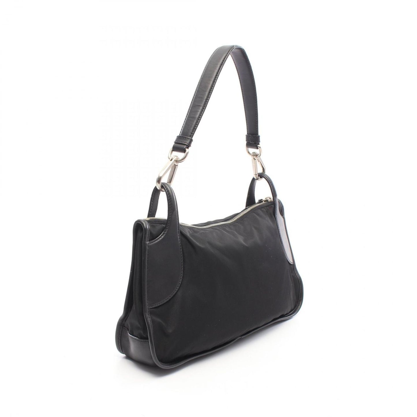 Prada Shoulder Bag Triangle Plate Black Nylon Leather Logo — view 2