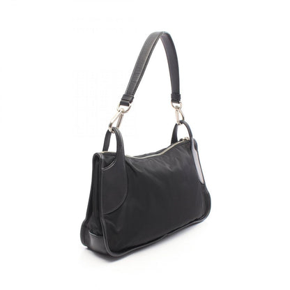 Prada Shoulder Bag Triangle Plate Black Nylon Leather Logo — view 2