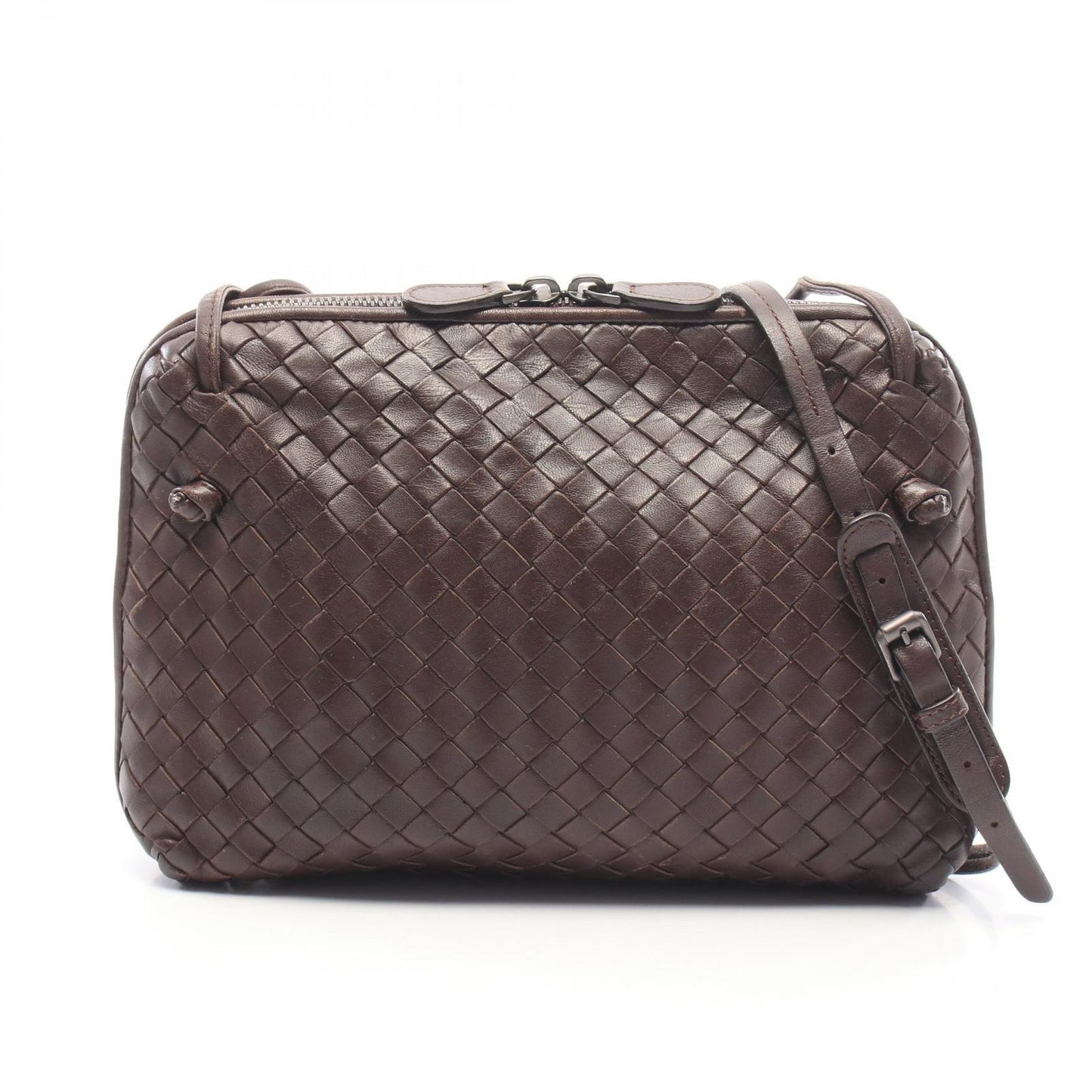 Bottega Veneta Shoulder Bag Nodini Intrecciato Dark Brown Leather