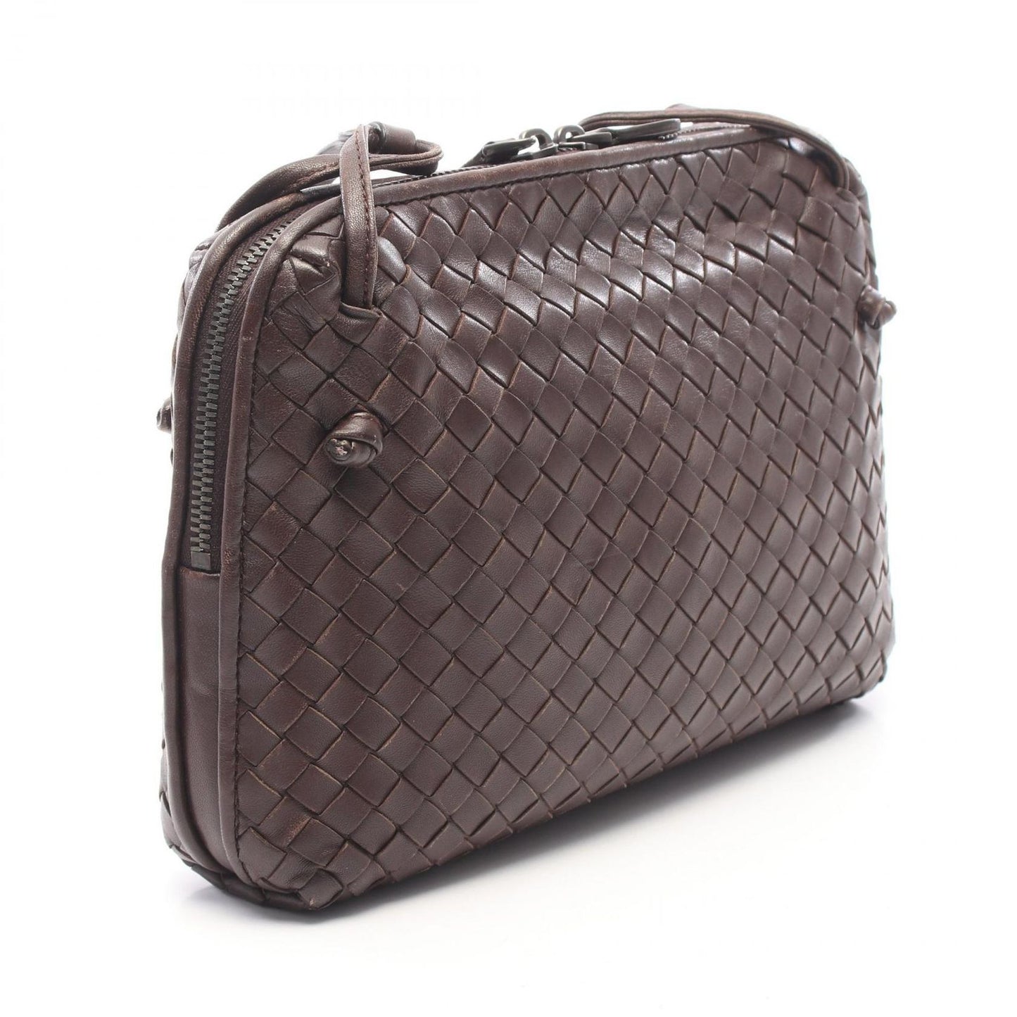 Bottega Veneta Shoulder Bag Nodini Intrecciato Dark Brown Leather — view 2