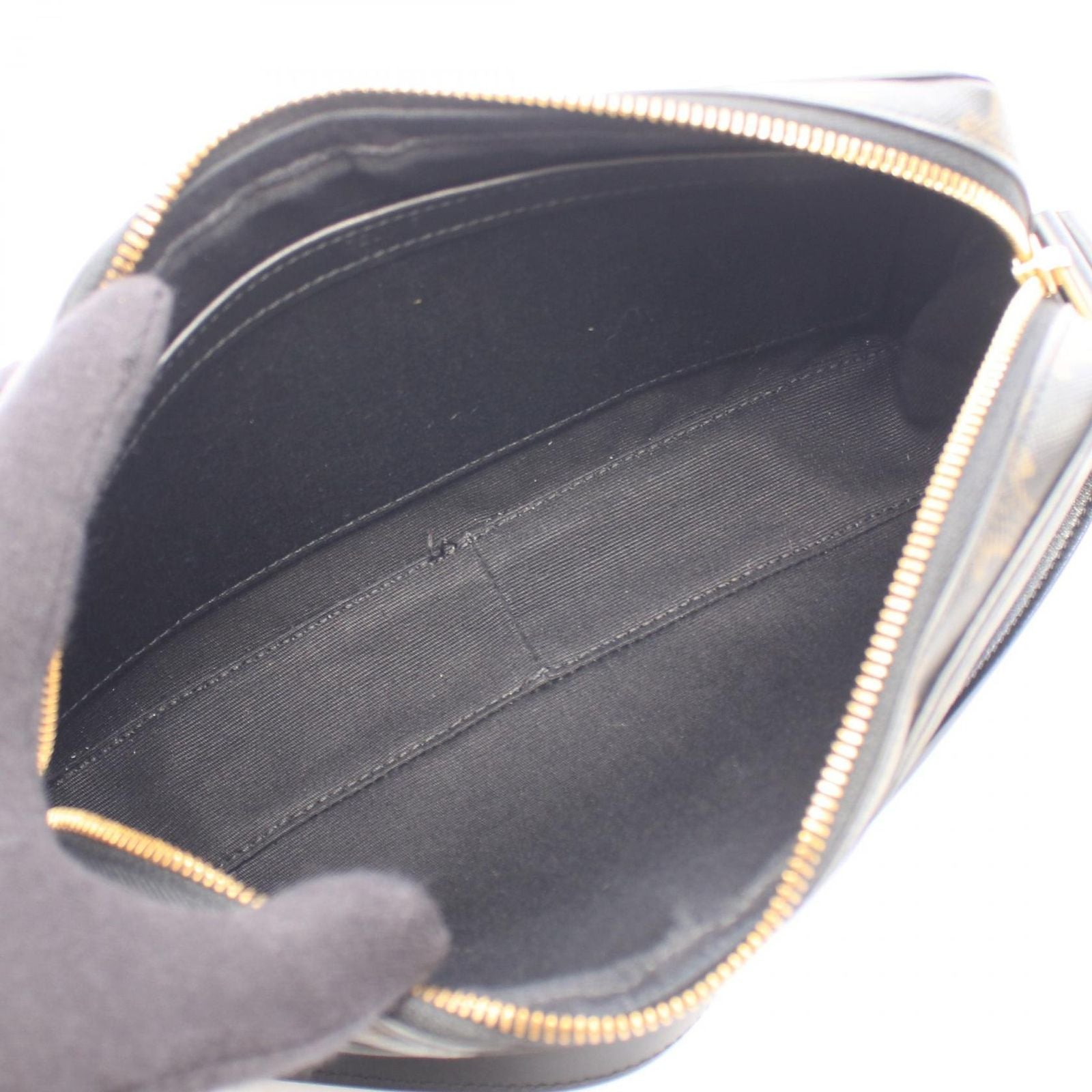 Celine Shoulder Bag Triomphe Medium Black Brown White Leather — view 3