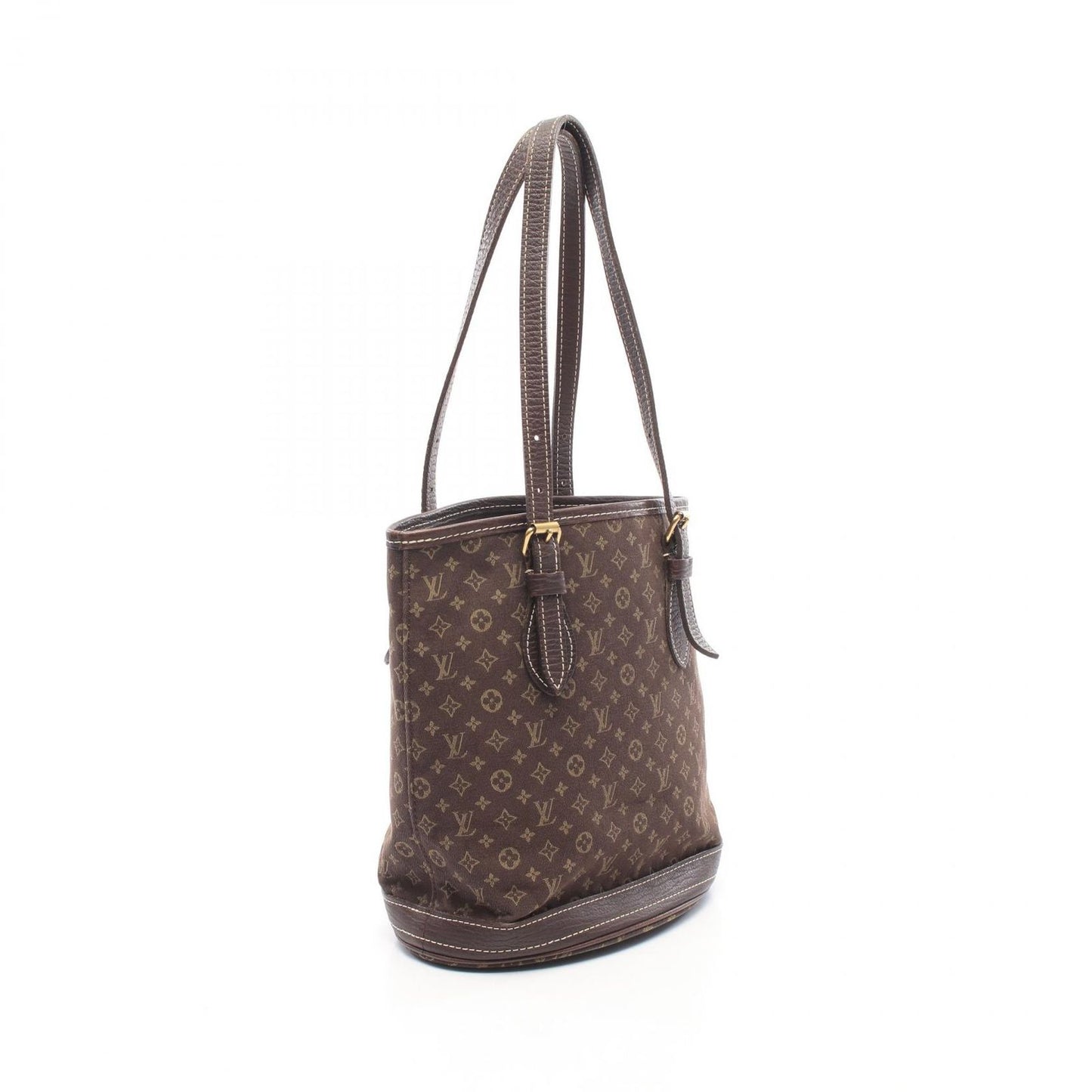 Louis Vuitton Tote Bag Bucket PM Monogram Mini Lin Ebene Canvas Leather — view 2