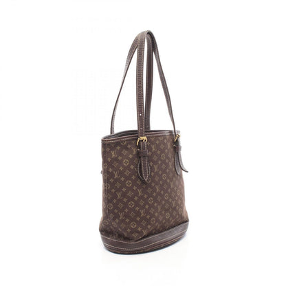Louis Vuitton Tote Bag Bucket PM Monogram Mini Lin Ebene Canvas Leather — view 2
