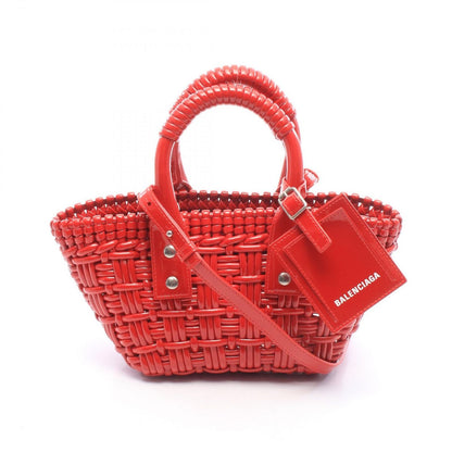 Balenciaga Handbag Bistro XXS Strap Basket 2-Way Metallic Red Patent Bag