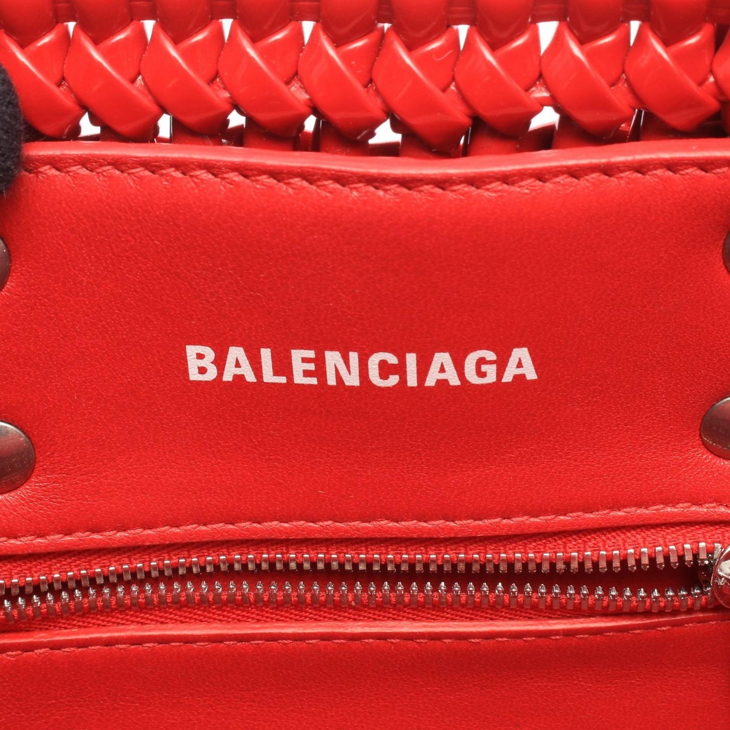 Balenciaga Handbag Bistro XXS Strap Basket 2-Way Metallic Red Patent Bag — view 4