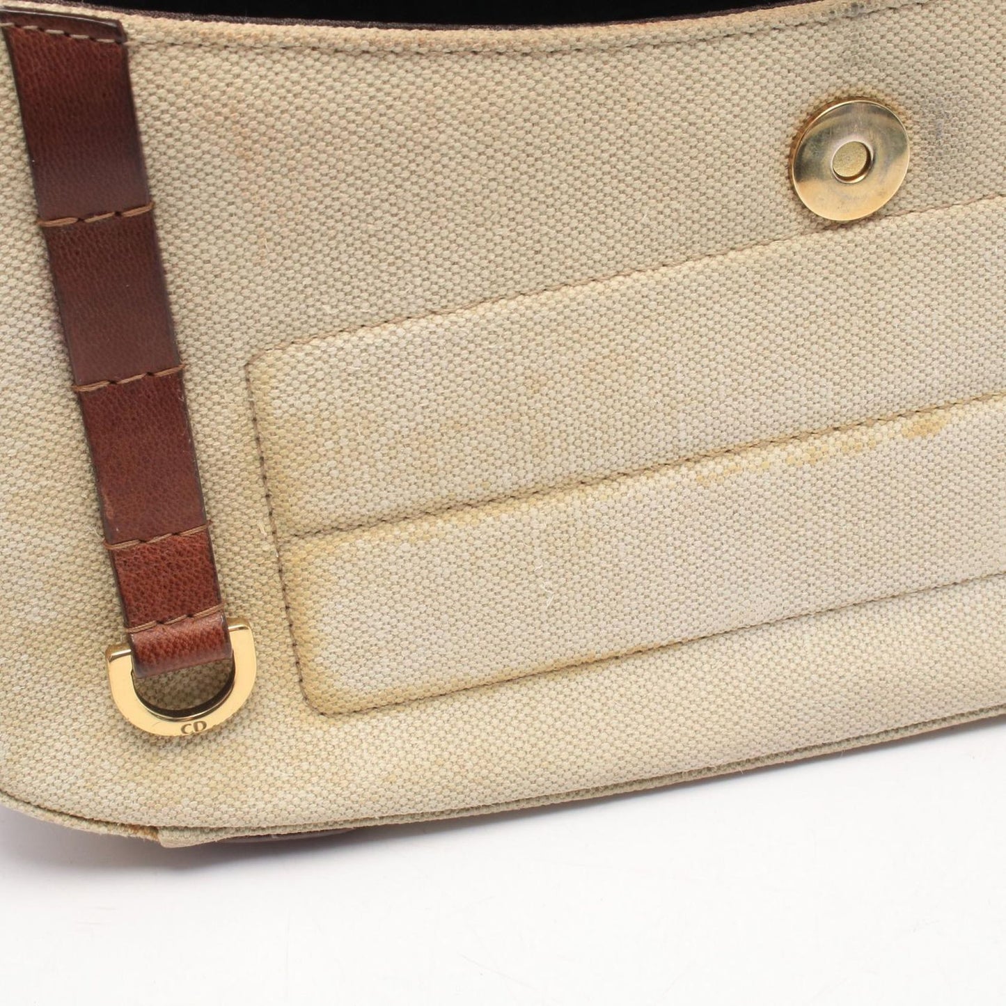 Dior Shoulder Bag Street Chic Ivory Brown Canvas Leather — view 6