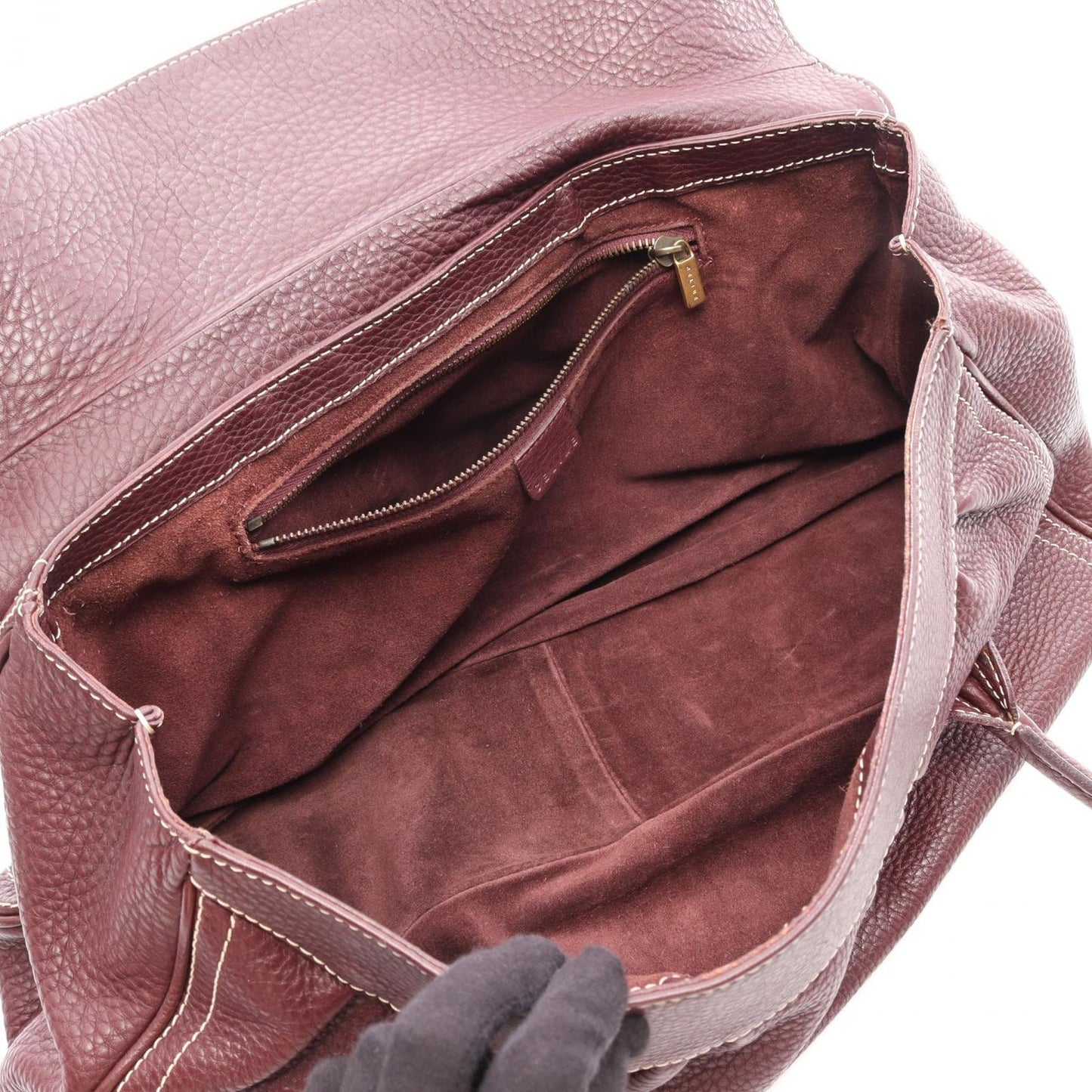 Celine Handbag Large Chouquette Bordeaux Leather — view 3