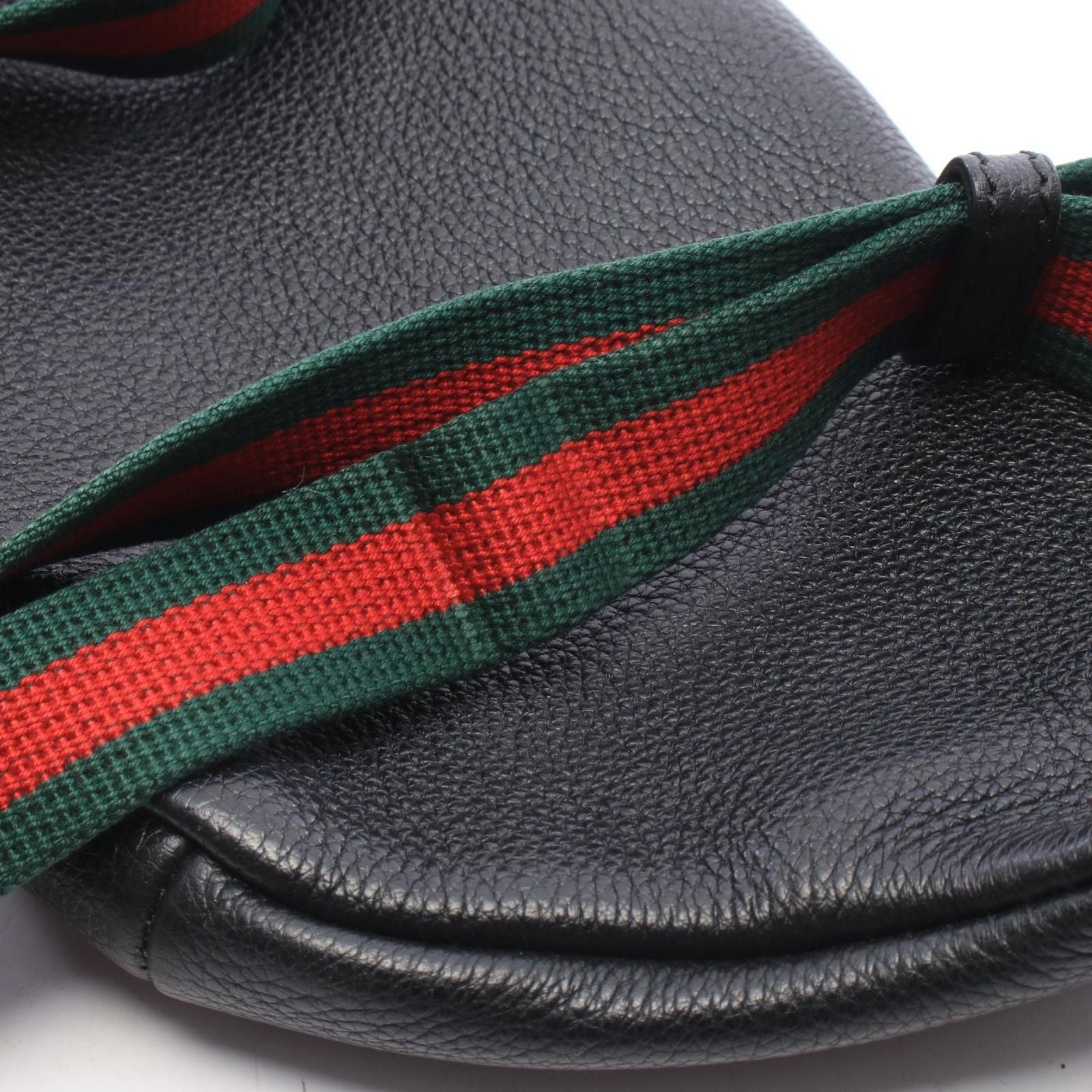 Gucci Waist Bag Logo Print Small Black Green Red Leather — view 5