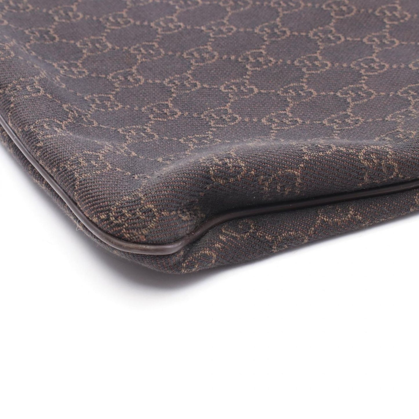 Gucci Shoulder Bag GG Pattern Dark Brown Canvas Leather — view 6