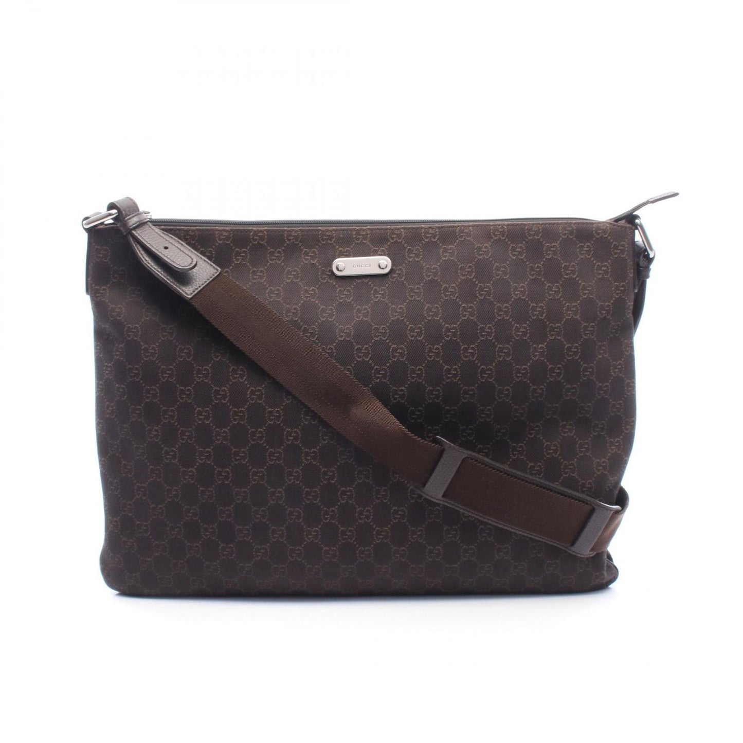 Gucci Shoulder Bag GG Pattern Dark Brown Canvas Leather