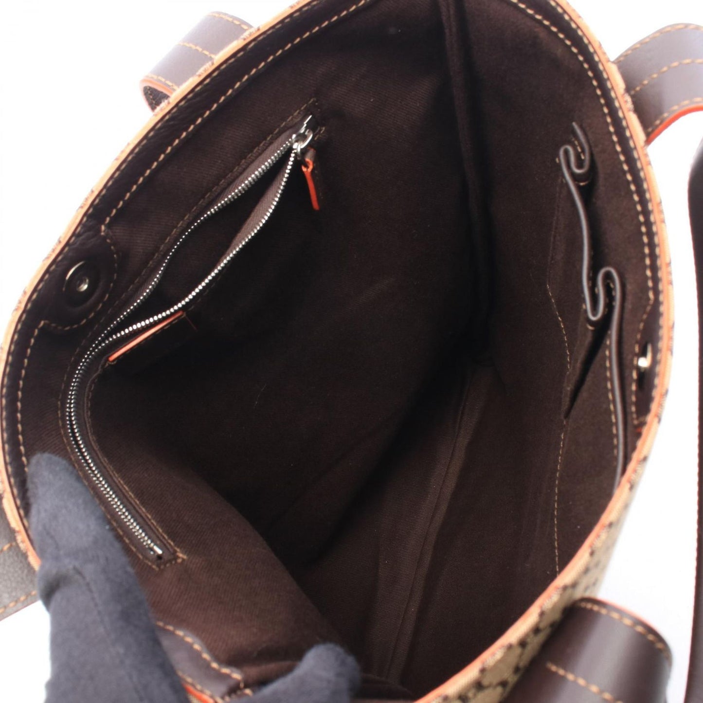 Celine Tote Bag Macadam Beige Dark Brown Canvas Leather — view 3