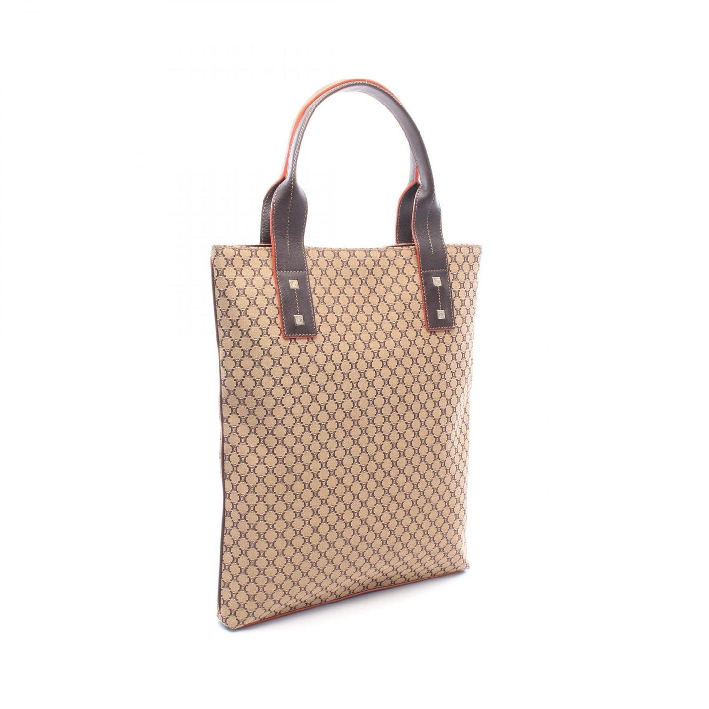 Celine Tote Bag Macadam Beige Dark Brown Canvas Leather — view 2