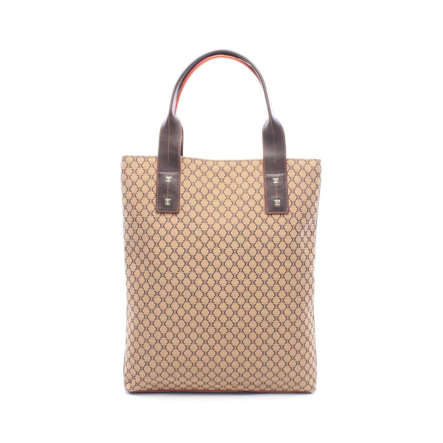 Celine Tote Bag Macadam Beige Dark Brown Canvas Leather