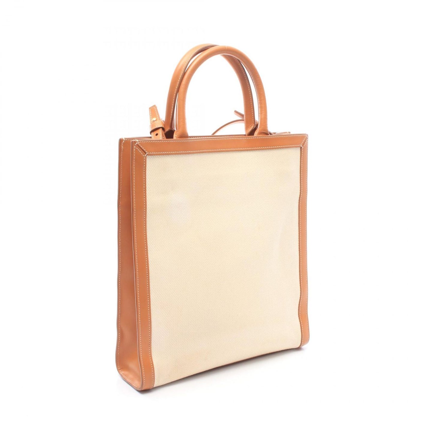 Celine Tote Bag Small Vertical Cabas 2-Way Ivory Camel Black Canvas Leather — view 2