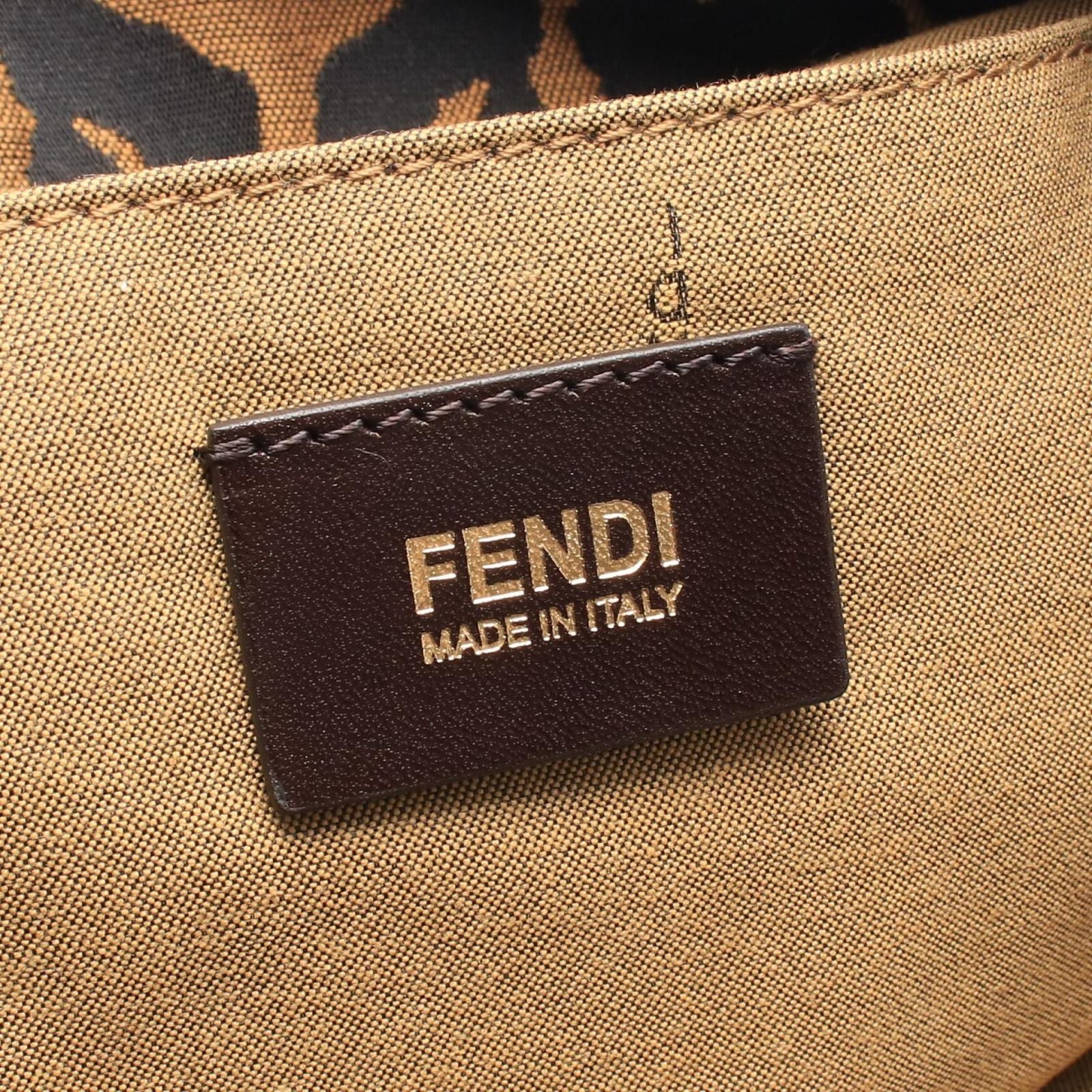 Fendi Shoulder Bag Leopard Brown Black Canvas Leather — view 4