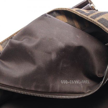 Fendi Tote Zucca Brown Black Canvas Leather Handbag — view 5