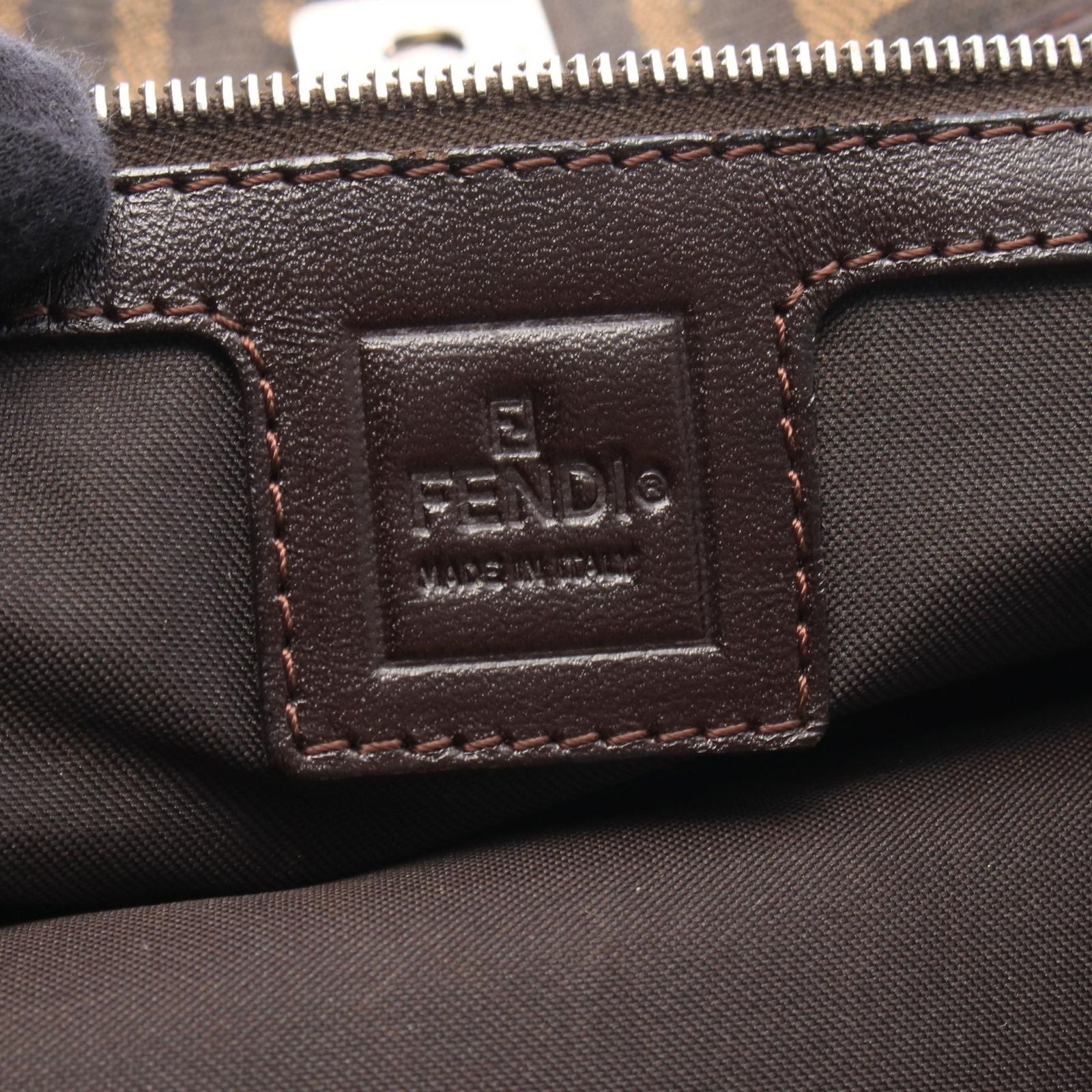 Fendi Tote Zucca Brown Black Canvas Leather Handbag — view 4