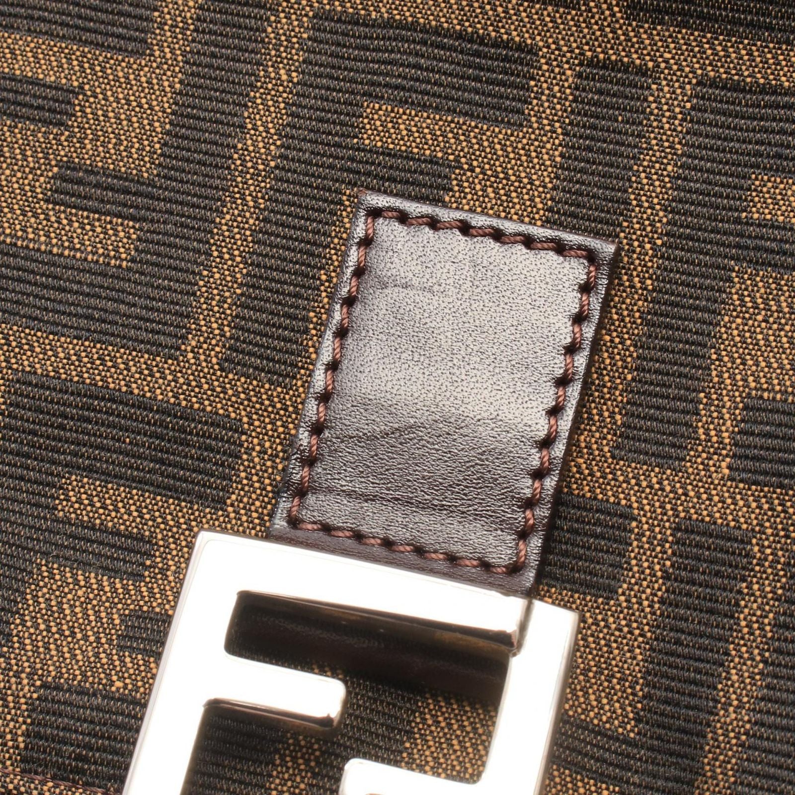 Fendi Tote Zucca Brown Black Canvas Leather Handbag — view 6