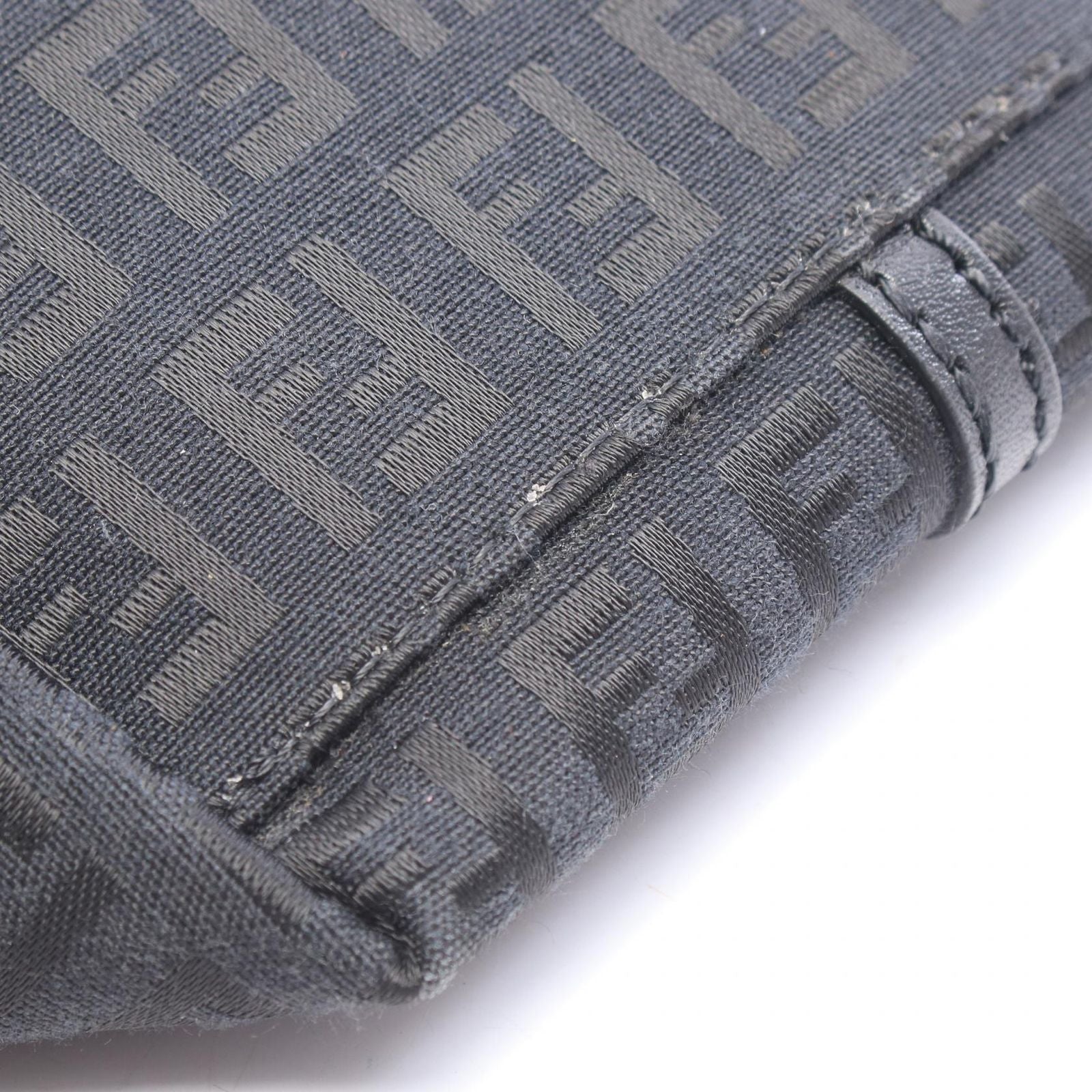 Fendi Tote Bag Zucchino Black Canvas Leather — view 5