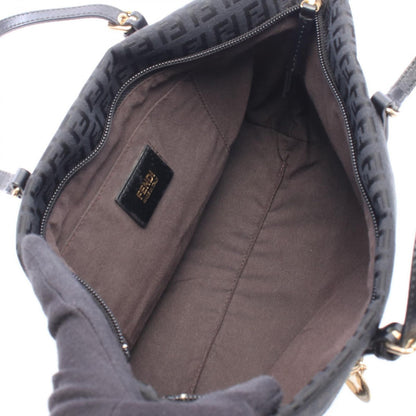 Fendi Tote Bag Zucchino Black Canvas Leather — view 3