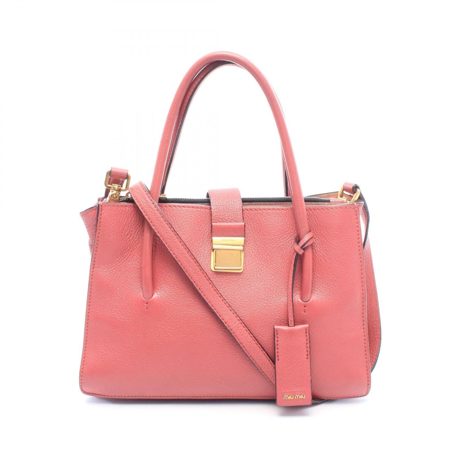 Miu Miu Handbag Madras 2-Way Pink Leather Tote