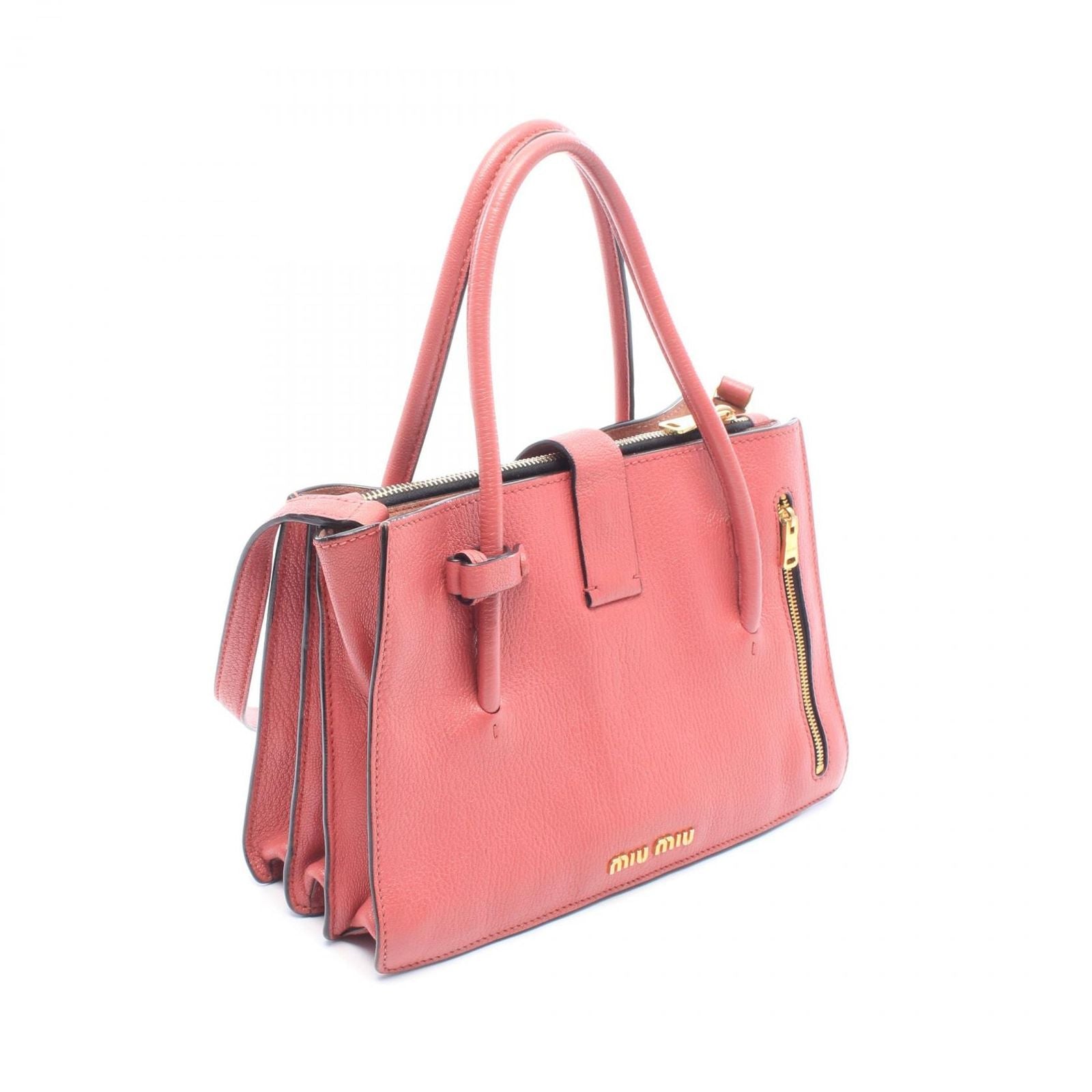 Miu Miu Handbag Madras 2-Way Pink Leather Tote — view 2