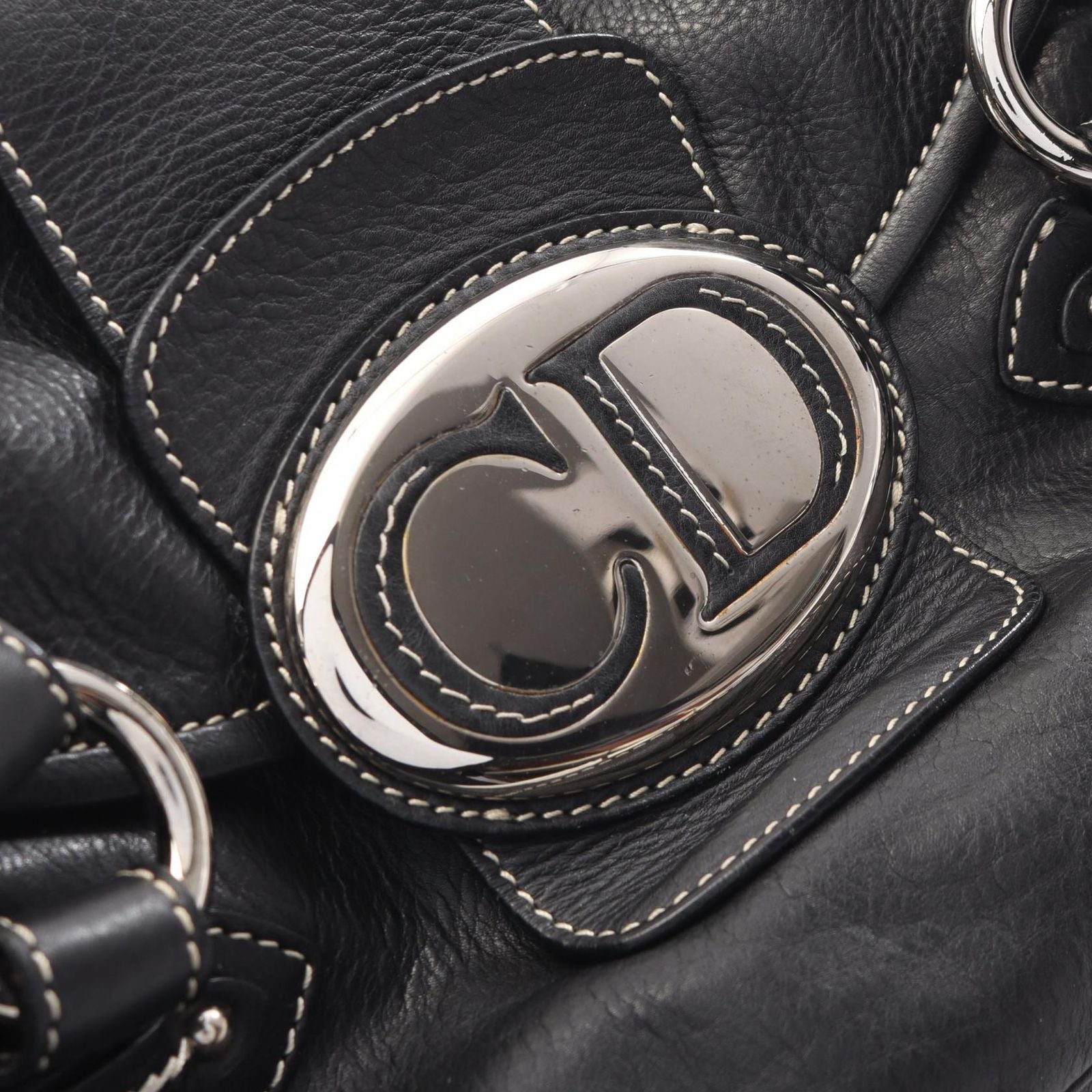 Dior Handbag CD Logo Black Leather — view 8