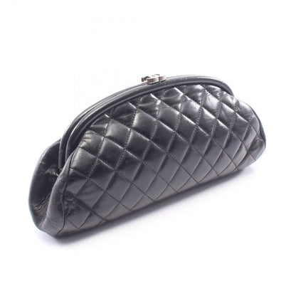Chanel Clutch Quilted Kiss Lock Black Lambskin — view 2