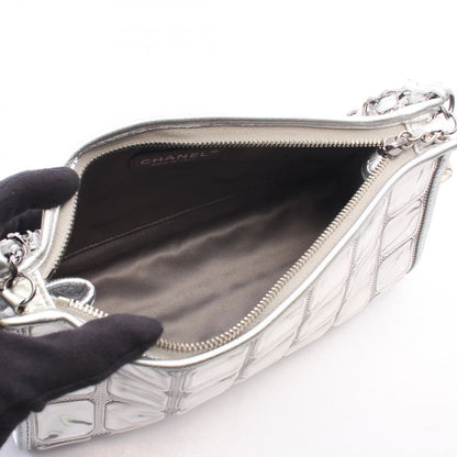 Chanel Handbag Ice Cube Silver Vinyl Leather Chain Shoulder Back — view 3